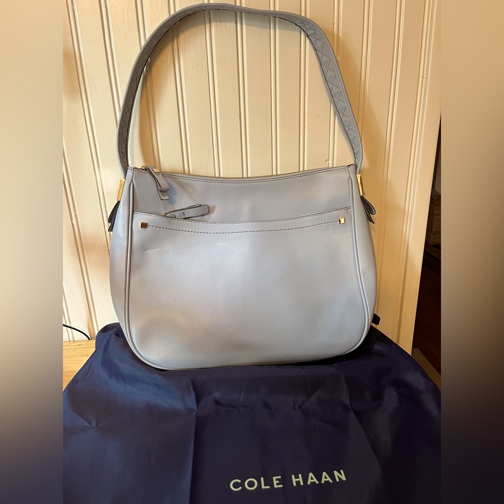 NWT Cole Haan Gray Leather Shoulder Bag